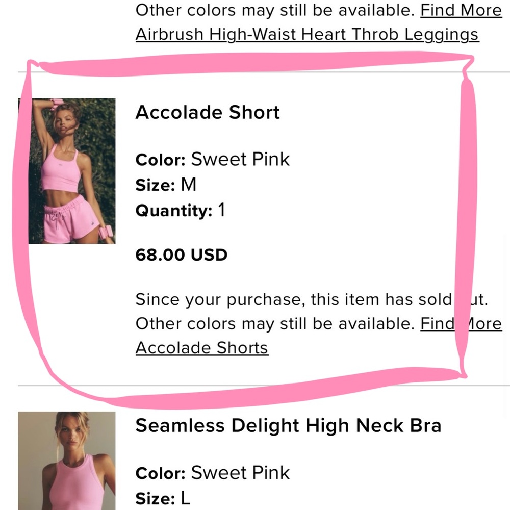 Super Rare 💗✨ Sweet Pink ALO Shorts (New w/o Tags) size M - Picture 6 of 6
